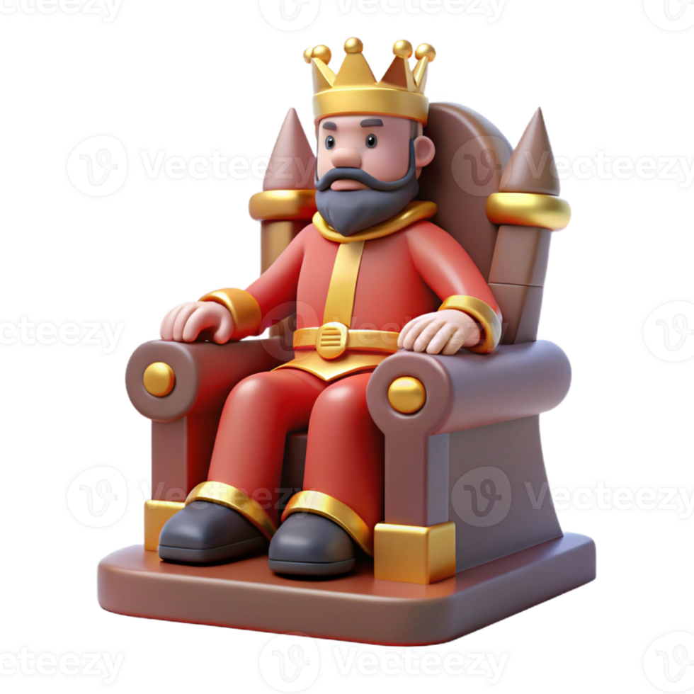 dramatic creative 3D Cartoon King on Throne Illustration exclusive png