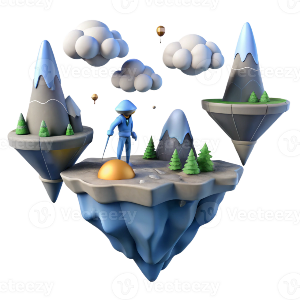 magnificent contemporary 3D Cartoon Island Scene genuine png