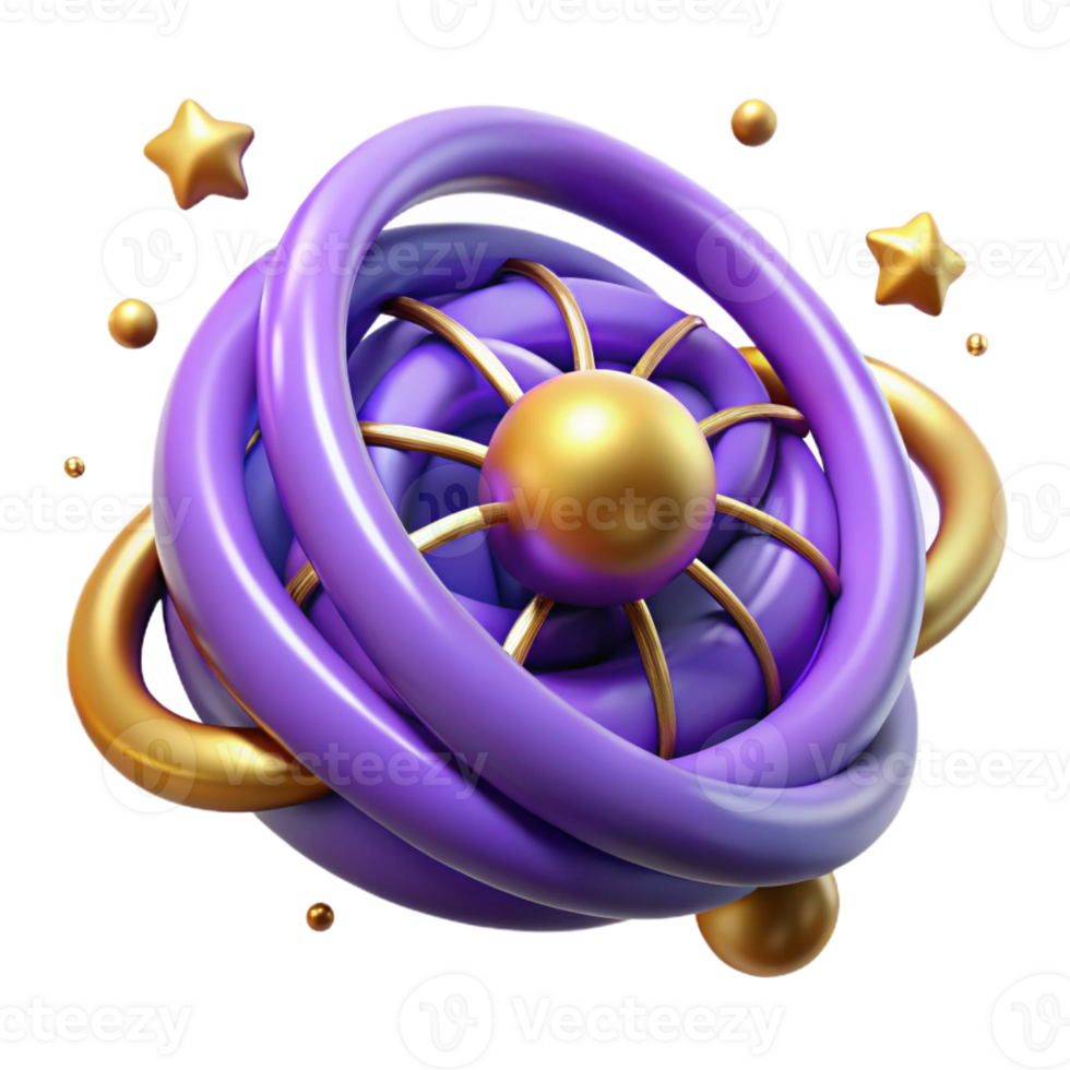 wonderful traditional Abstract 3D Render Purple Gold Galaxy 4K png