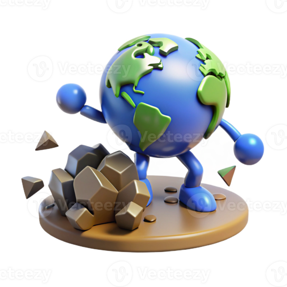 stunning minimalist Earth Character 3D Render genuine png