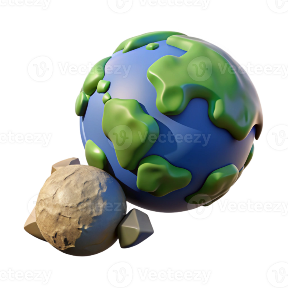 impressive rustic Cartoon Planet 3D Render high resolution png