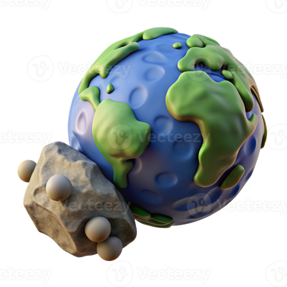 elegant modern 3D Cartoon Earth Asteroid Impact Illustration high quality png