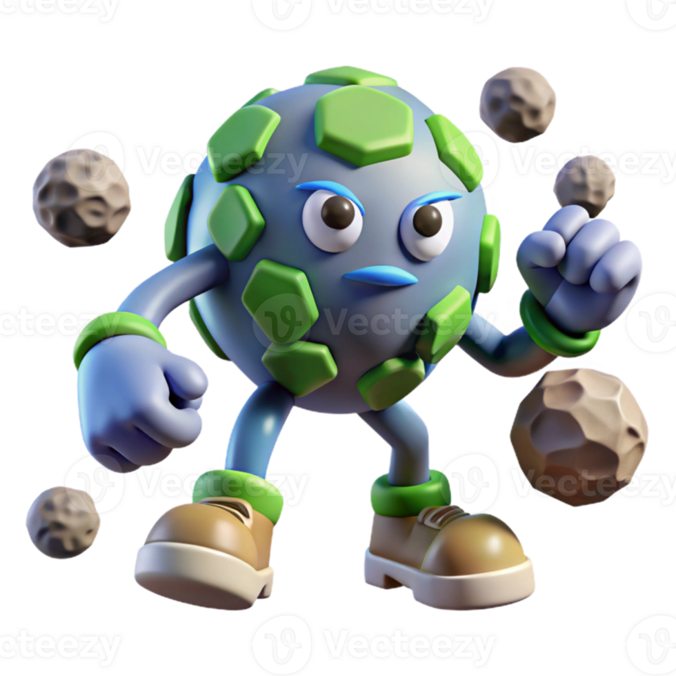 magnificent classic Angry Planet 3D Render premium png