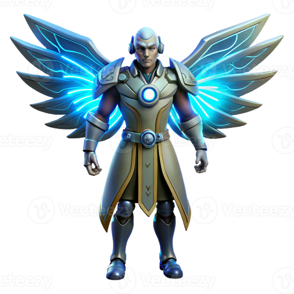 elegant contemporary Angelic 3D Render, Fantasy Warrior high resolution png