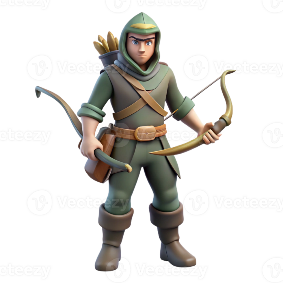 stunning vintage 3D Render Archer Fantasy Character Illustration authentic png