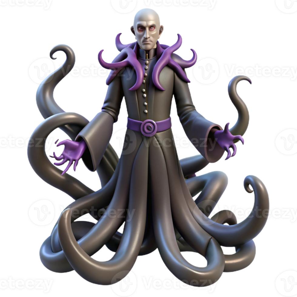 serene abstract 3D Render of a Dark Cloaked Figure with Tentacles professional png