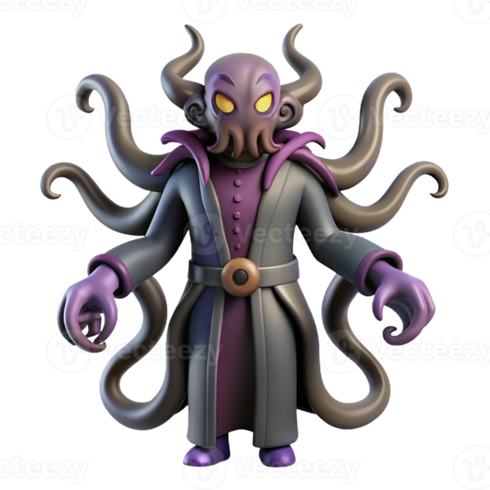 magnificent creative 3D Render of a Fantasy Octopus Sorcerer genuine png