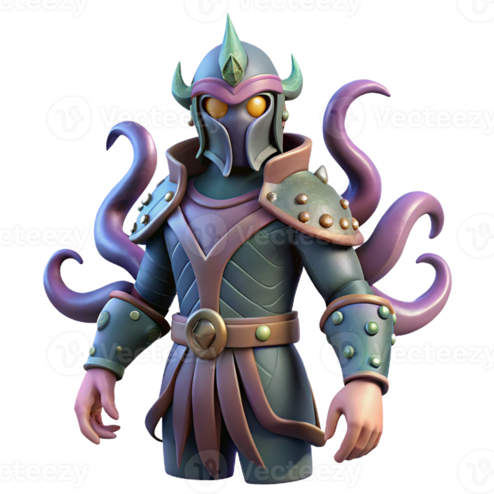 magnificent vintage 3D Render Fantasy Warrior with Tentacles authentic png