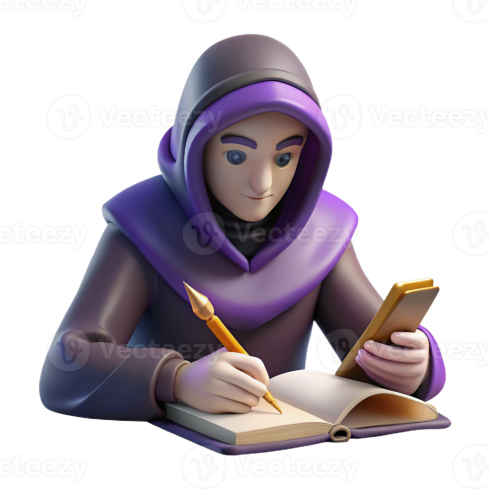 wonderful classic 3D Render of a Person Writing in a Journal authentic png