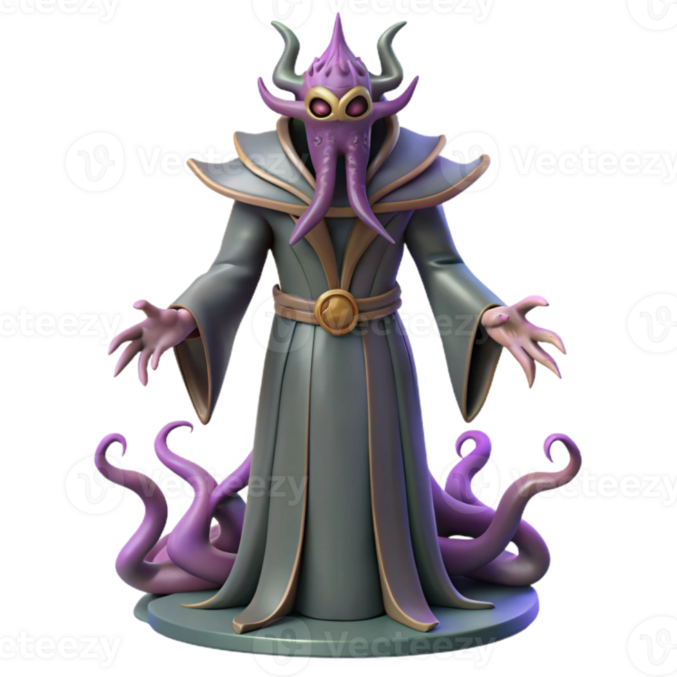 elegant artistic 3D Render Purple Tentacled Sorcerer exclusive png
