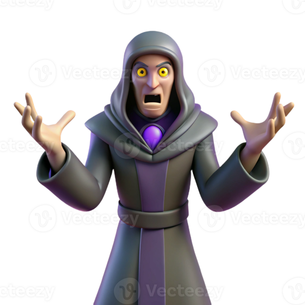 dramatic modern Astonished 3D Wizard Illustration original png
