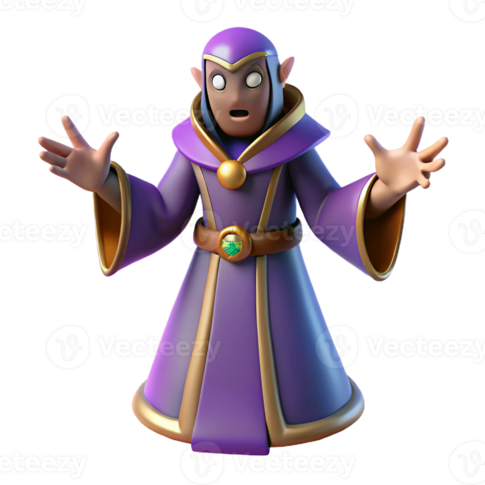 impressive creative 3D Render Purple Wizard Illustration original png