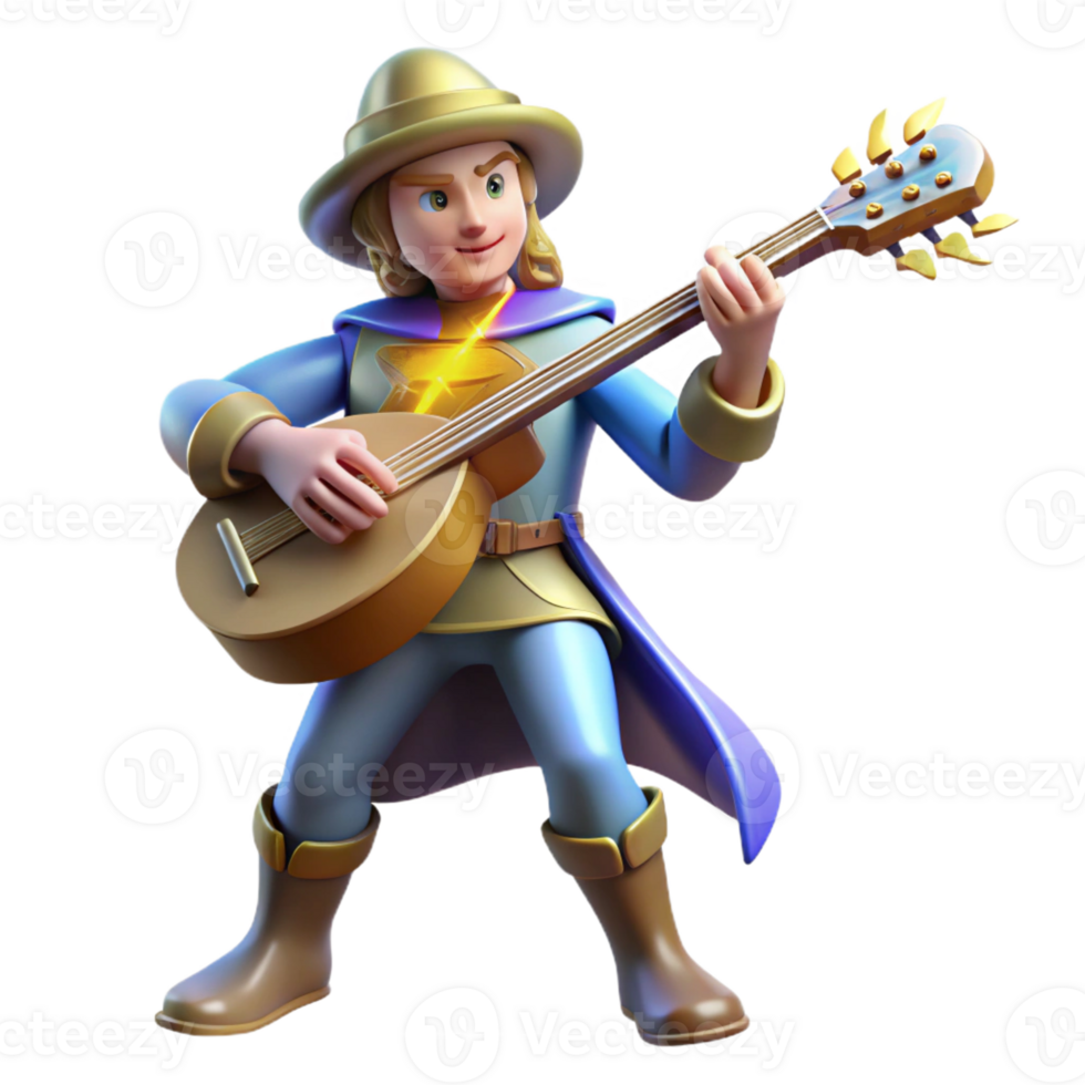 magnificent minimalist 3D Render Fantasy Musician high quality png