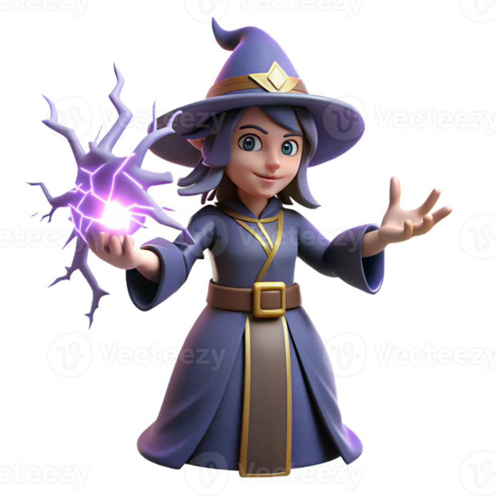 wonderful vintage Young Witch 3D Render high quality png