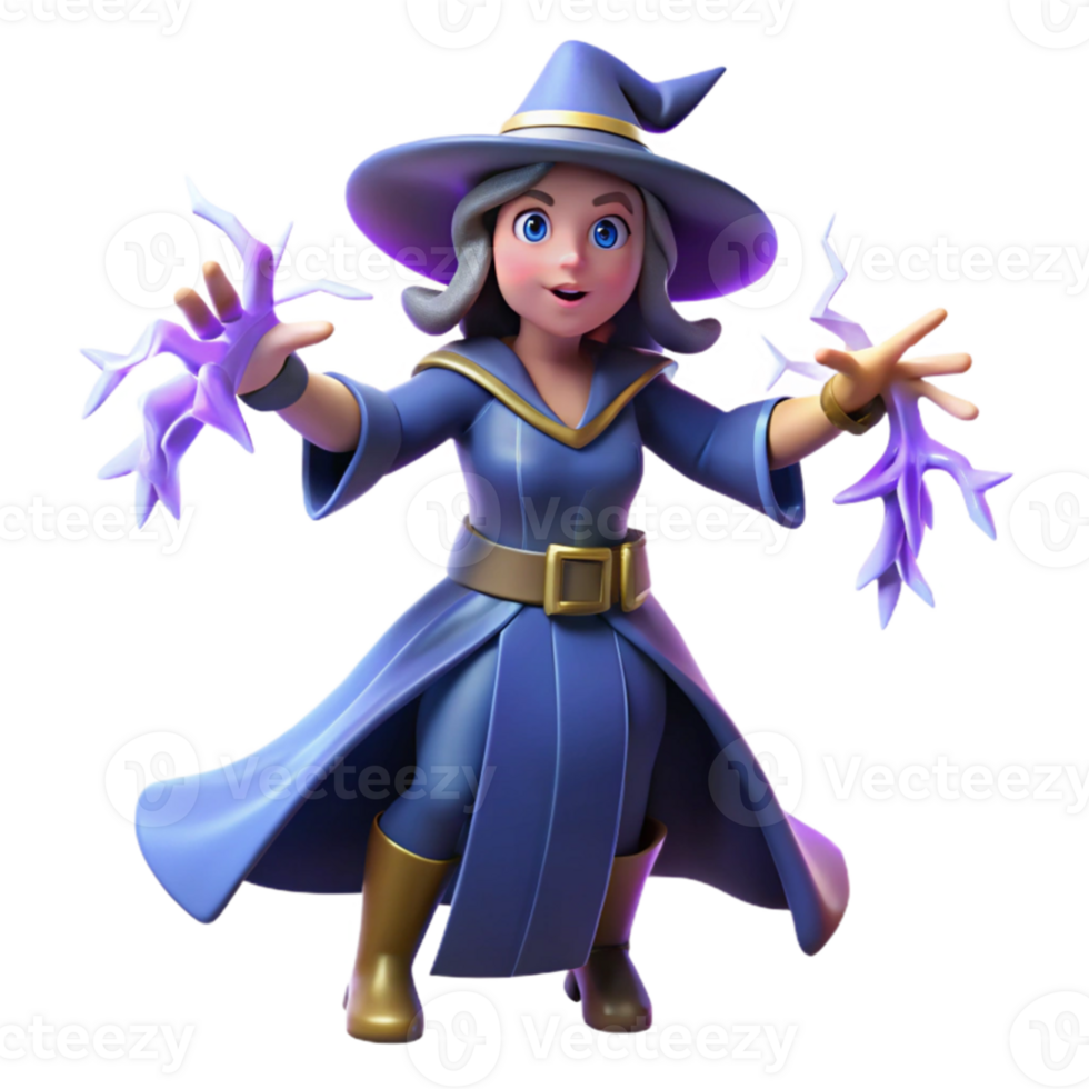 impressive modern 3D Render of a Female Cartoon Witch genuine png