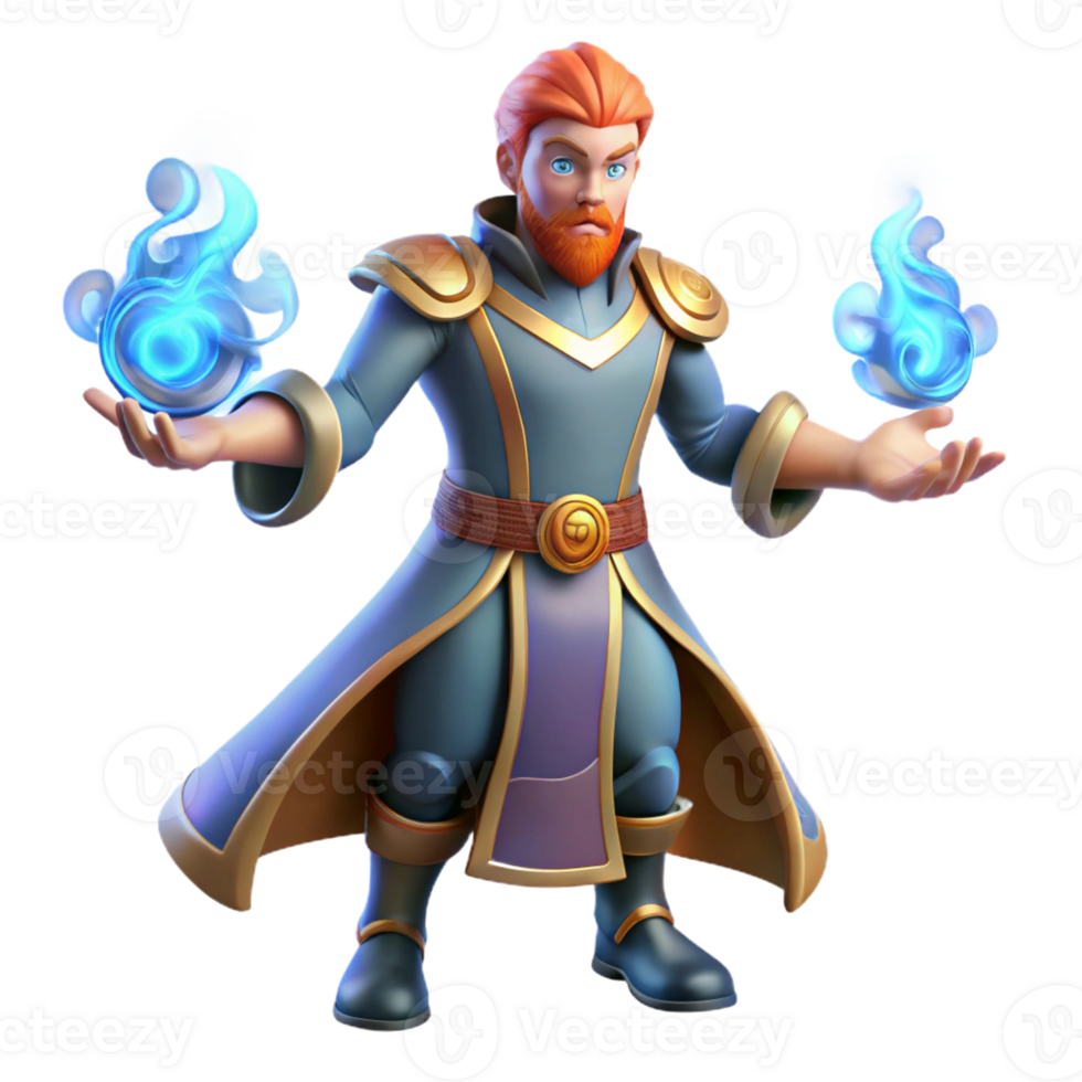 elegant creative Fantasy Wizard 3D Render original png
