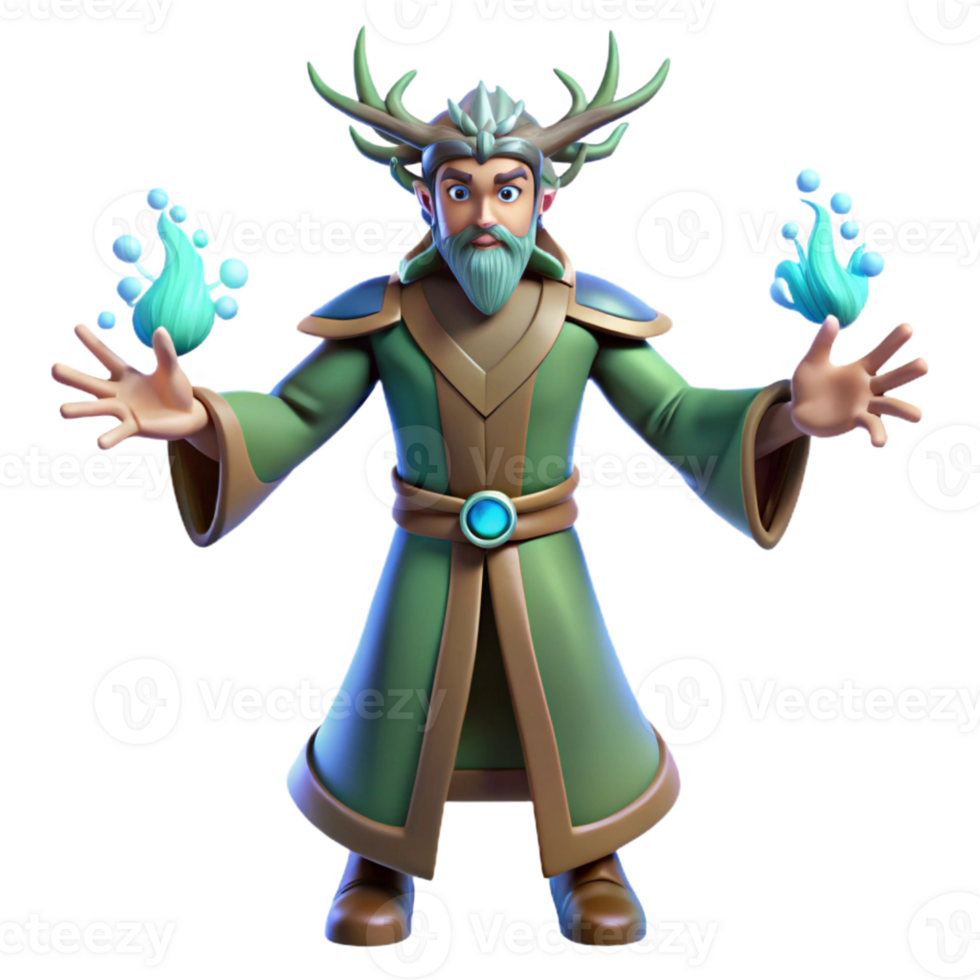 extraordinary traditional 3D Render of a Fantasy Wizard high resolution png