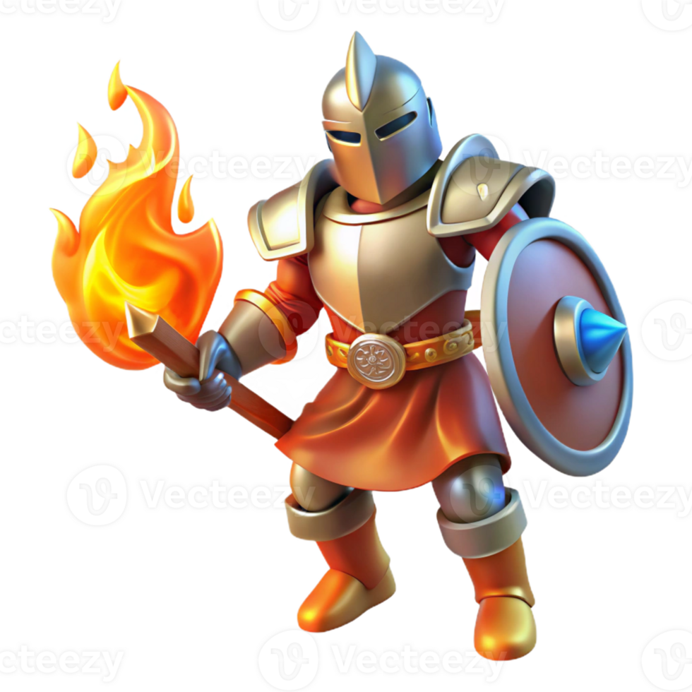 stunning artistic 3D Render Fire Knight Game Asset original png