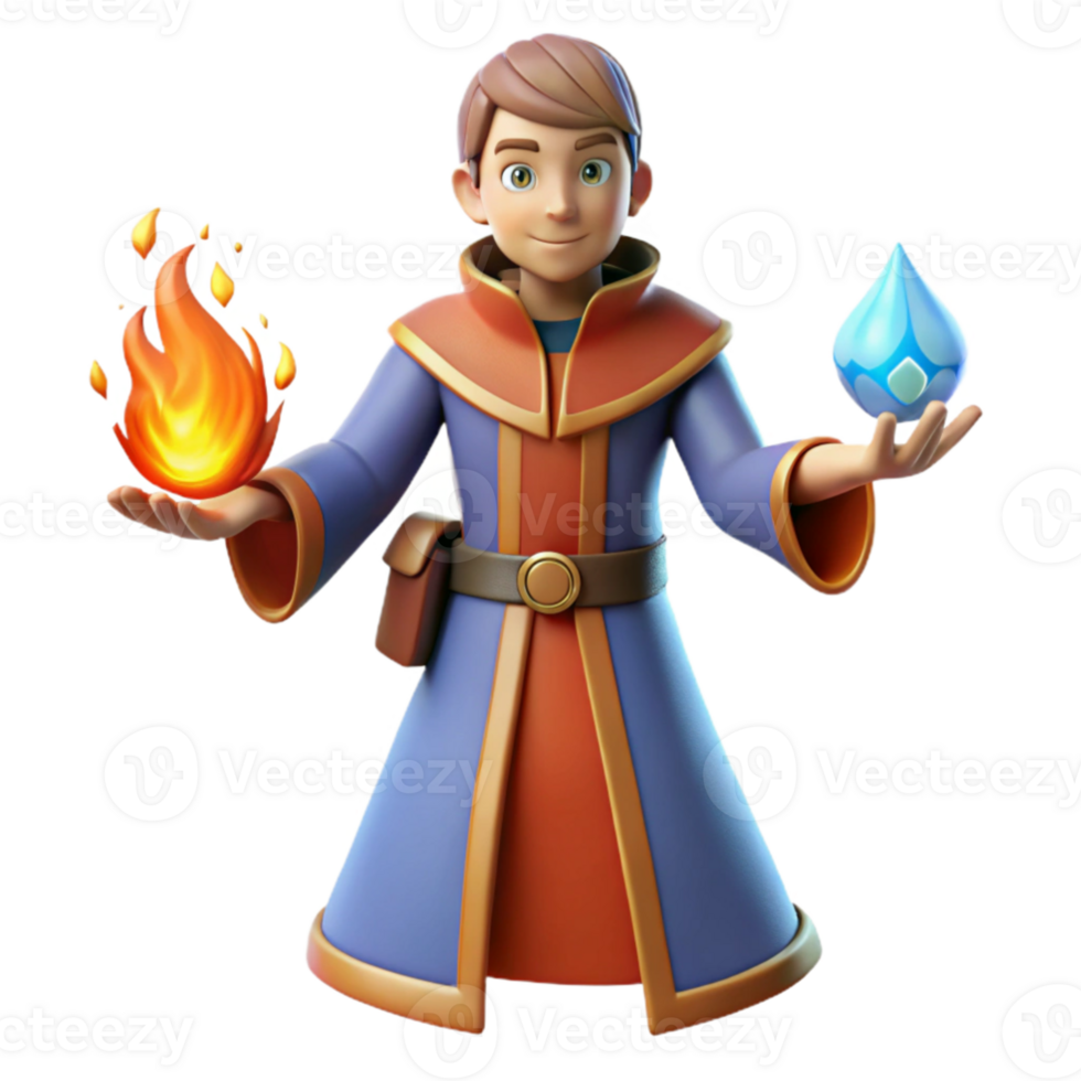 vibrant abstract Young Wizard 3D Render professional png