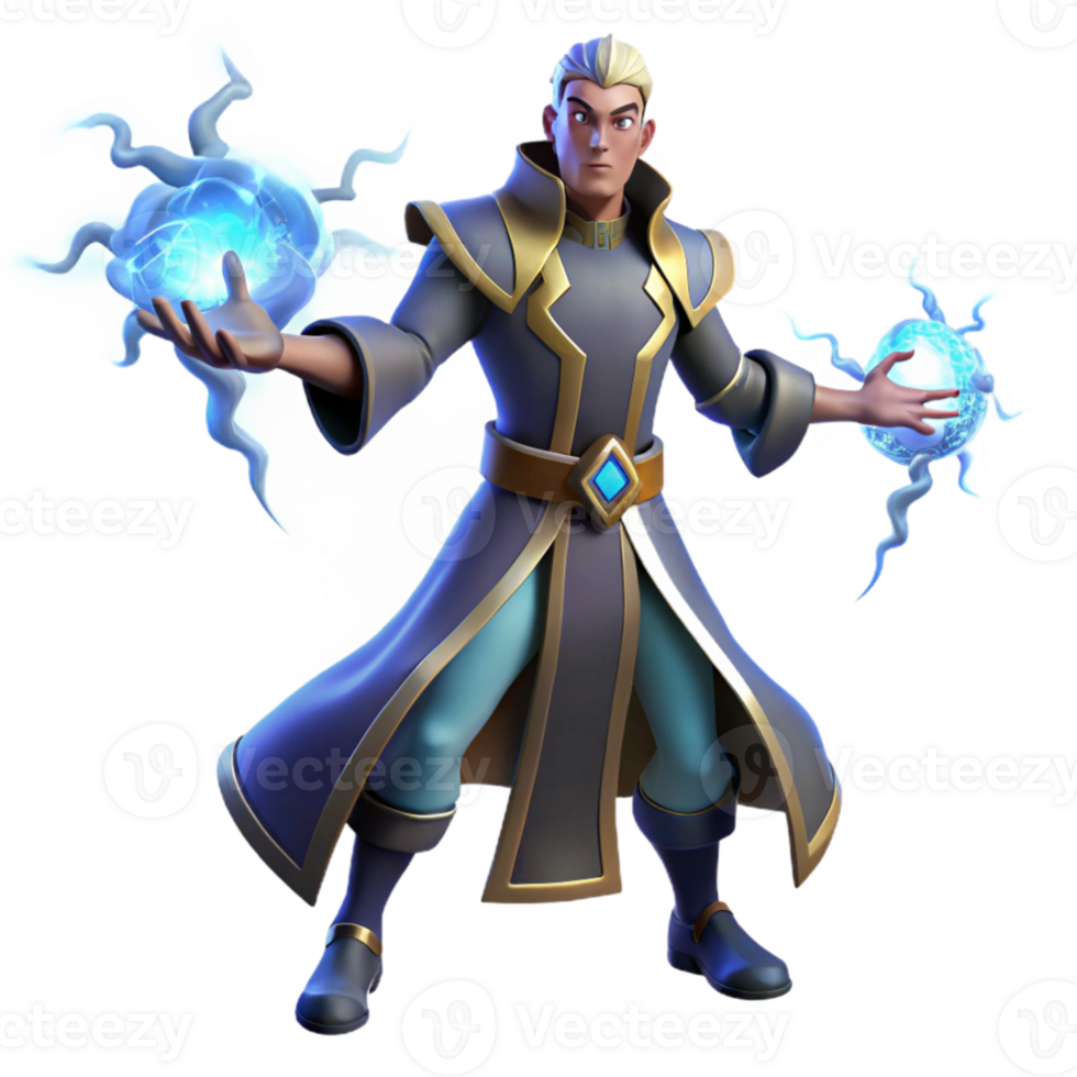 extraordinary modern Fantasy Wizard 3D Render detailed png