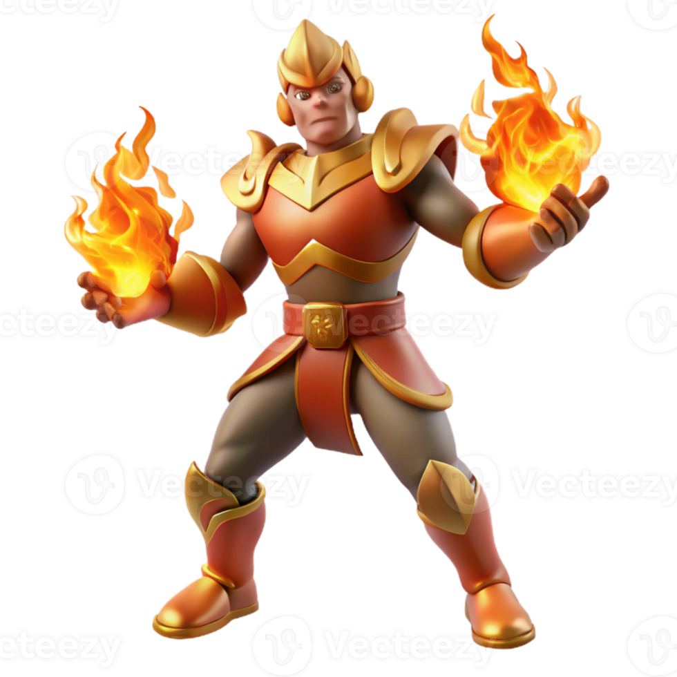 serene abstract Fire Warrior 3D Render premium png