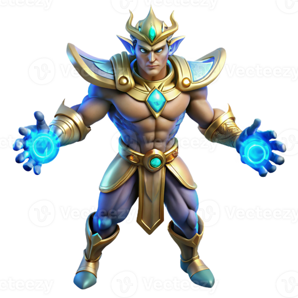 elegant creative Powerful 3D Render of a Majestic Fantasy Elf King high quality png