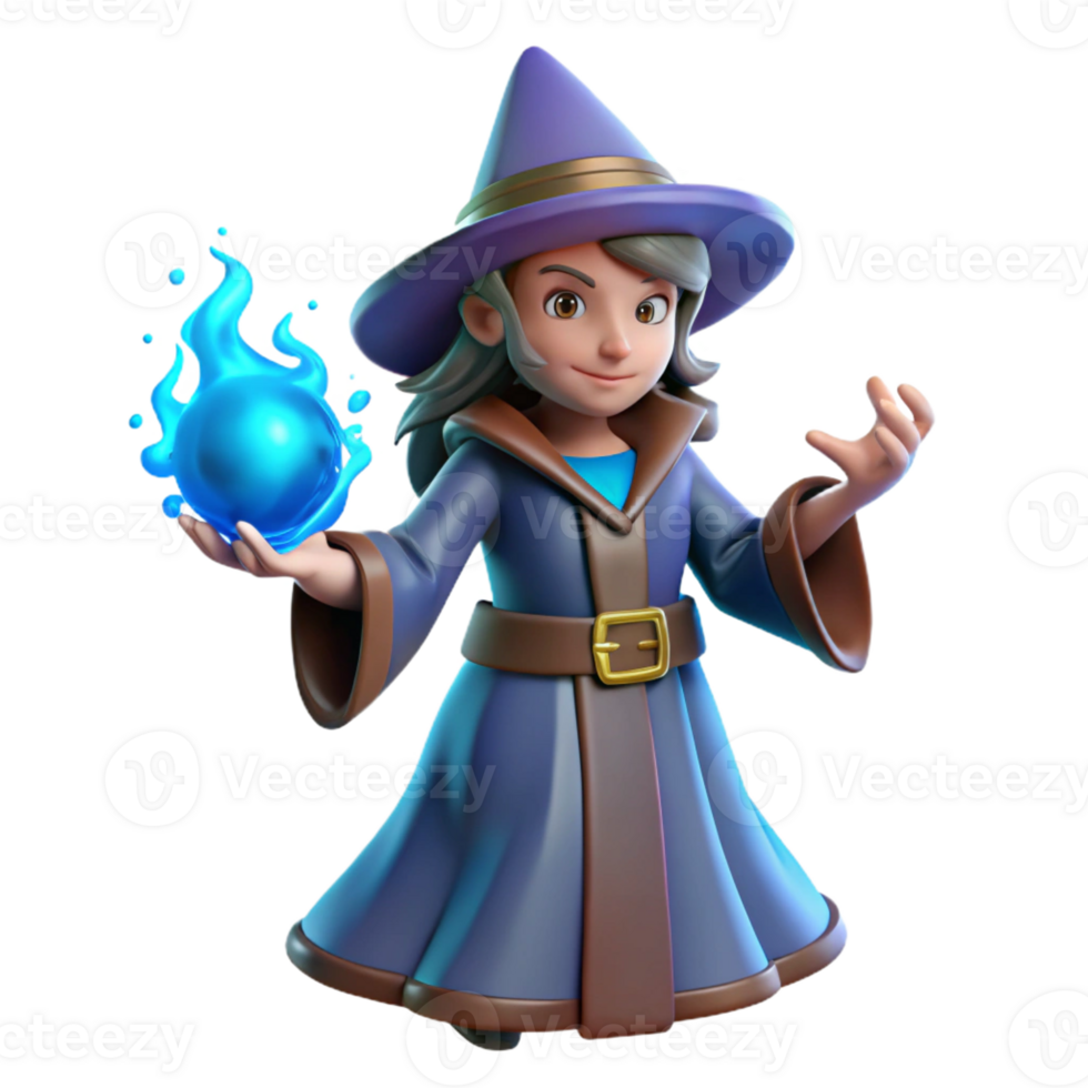 extraordinary classic 3D Render of a Young Witch authentic png