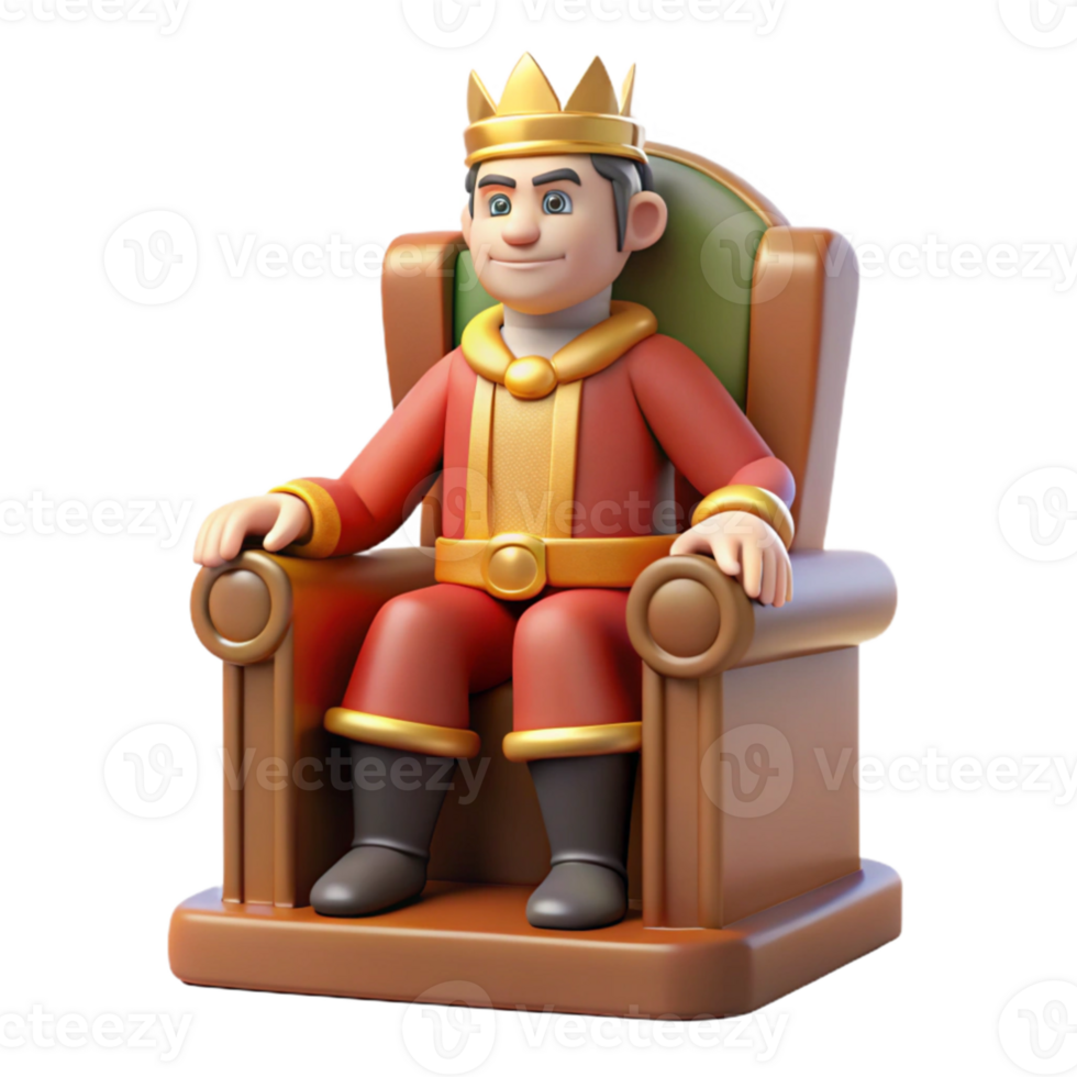 vibrant minimalist Cartoon King 3D Render authentic png