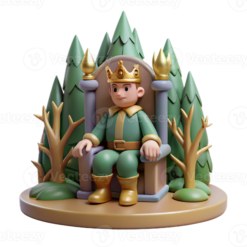 dramatic minimalist Cartoon King 3D Render premium png