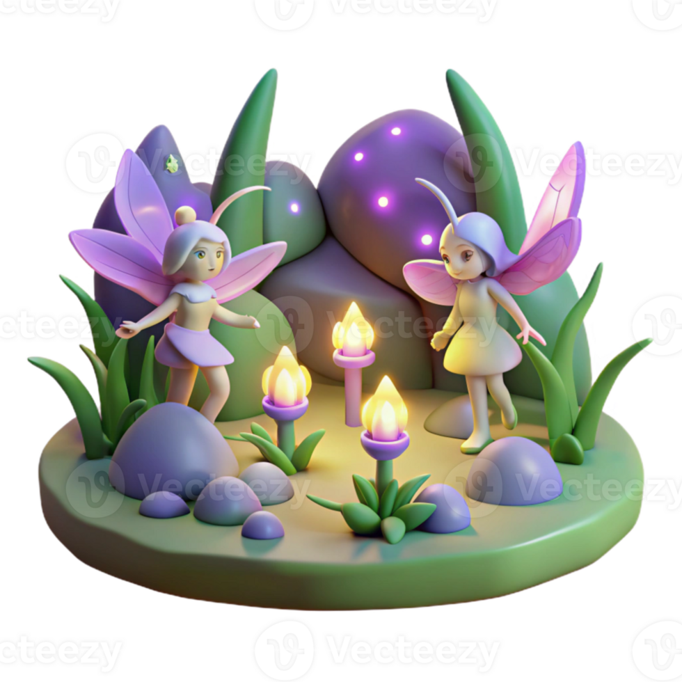 serene creative Enchanted Fairy Garden 3D Render exclusive png