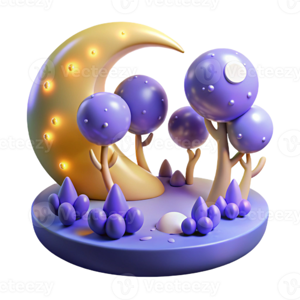 vibrant classic Enchanted Moonlit Grove 3D Render high quality png