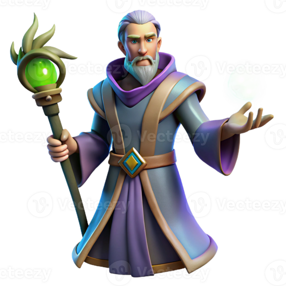 stunning abstract Wizard 3D Render Magic Staff professional png