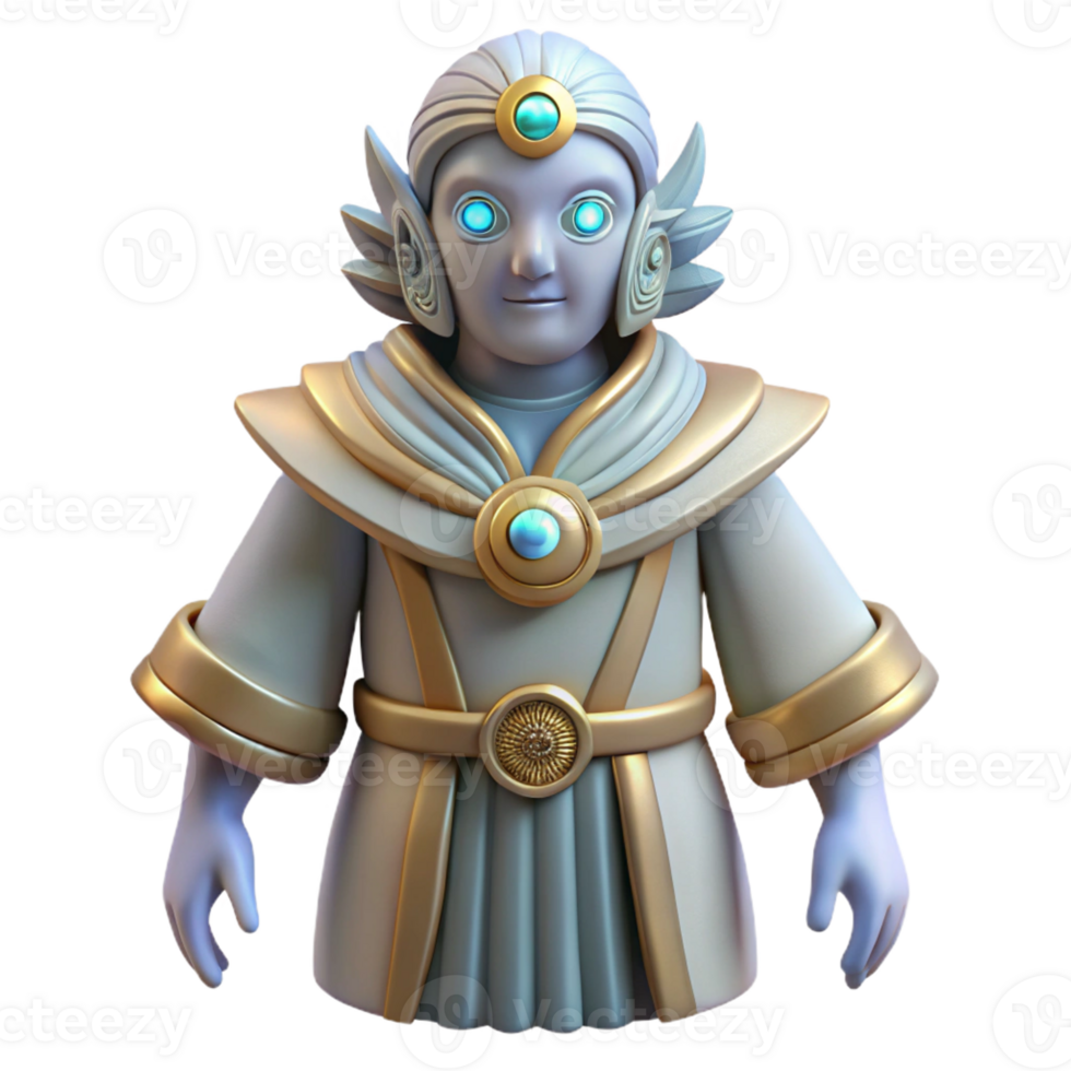 wonderful contemporary 3D Render of a White Robed Fantasy Mage professional png
