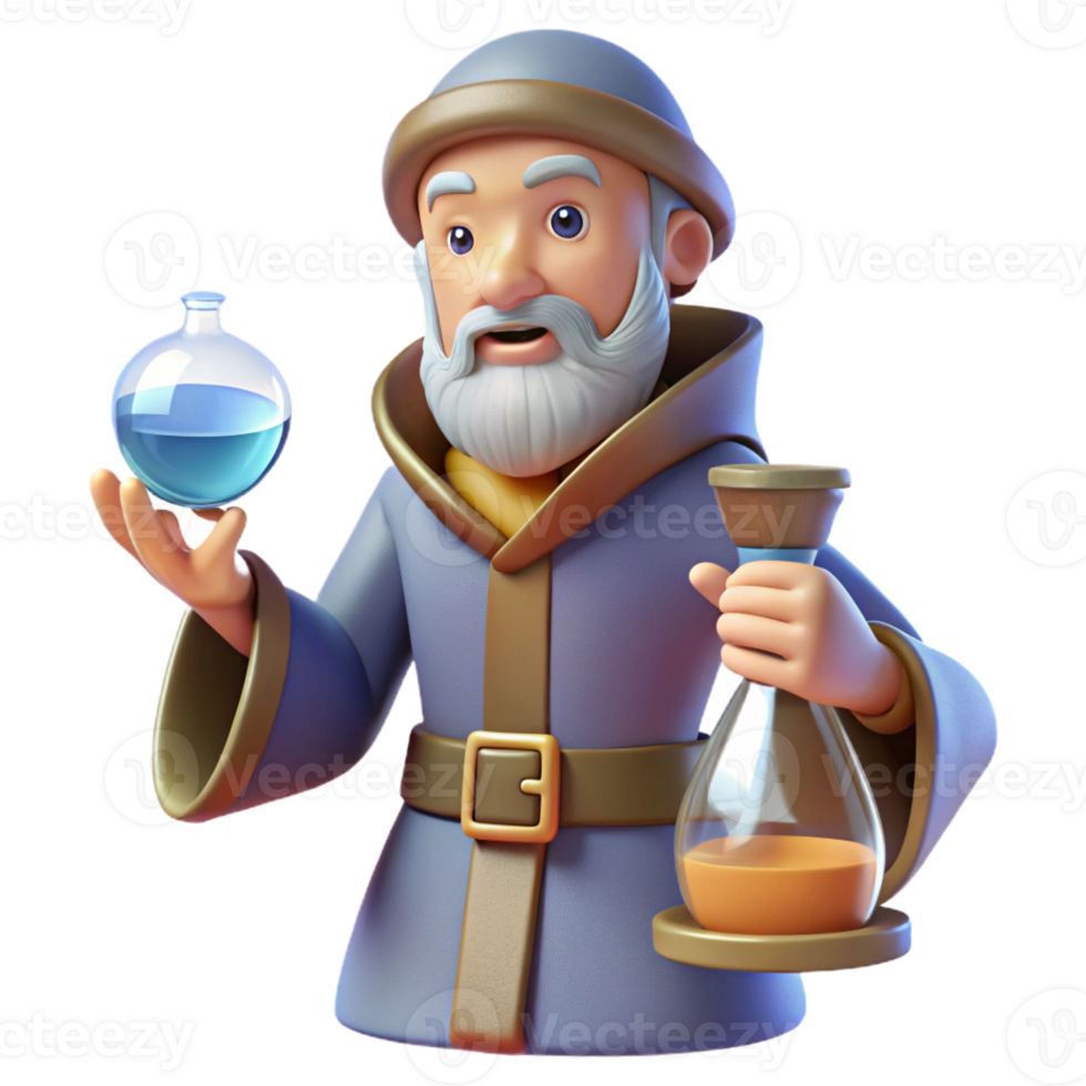 elegant artistic Wise Wizard 3D Render exclusive png