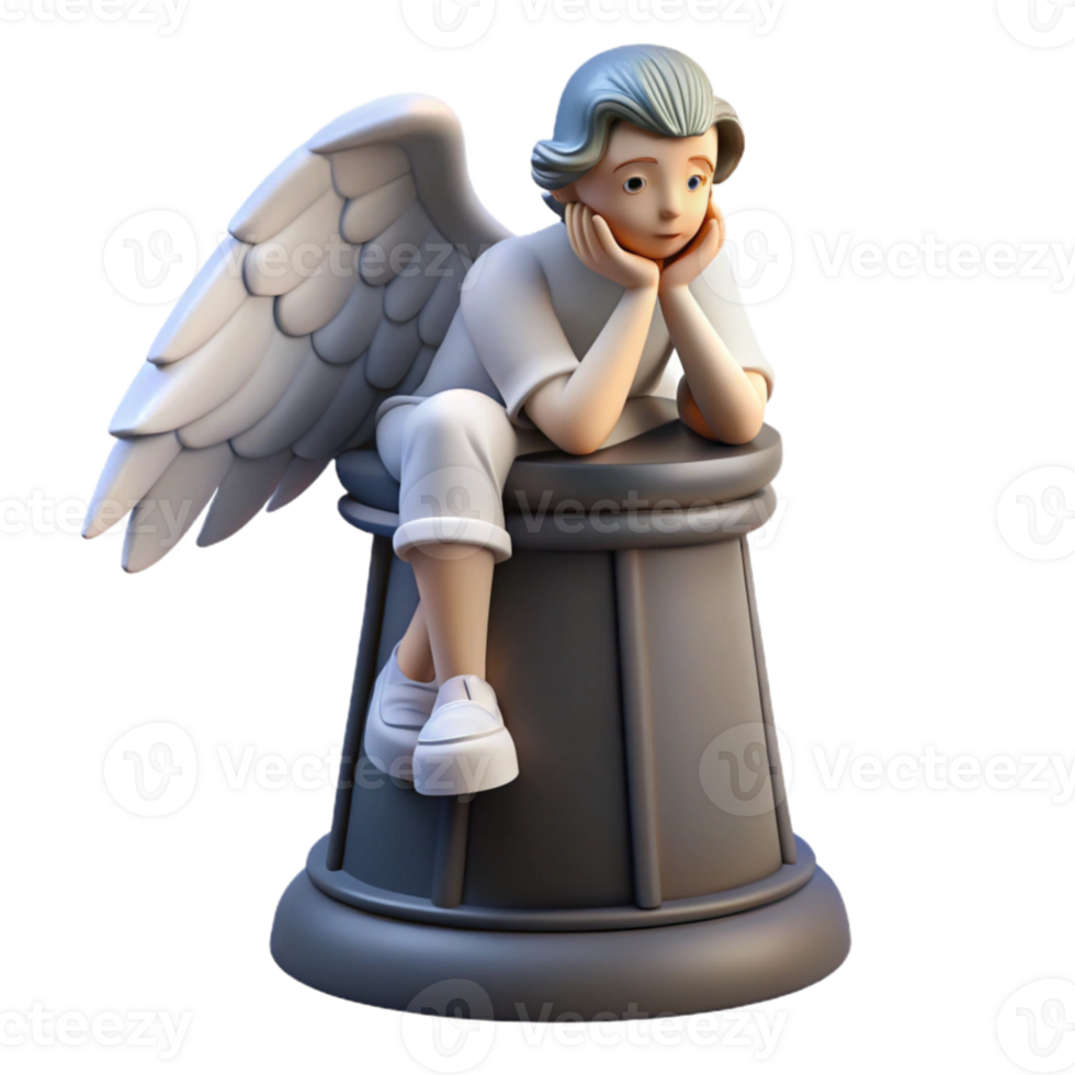 stunning classic 3D Render Angelic Figure Contemplation high quality png