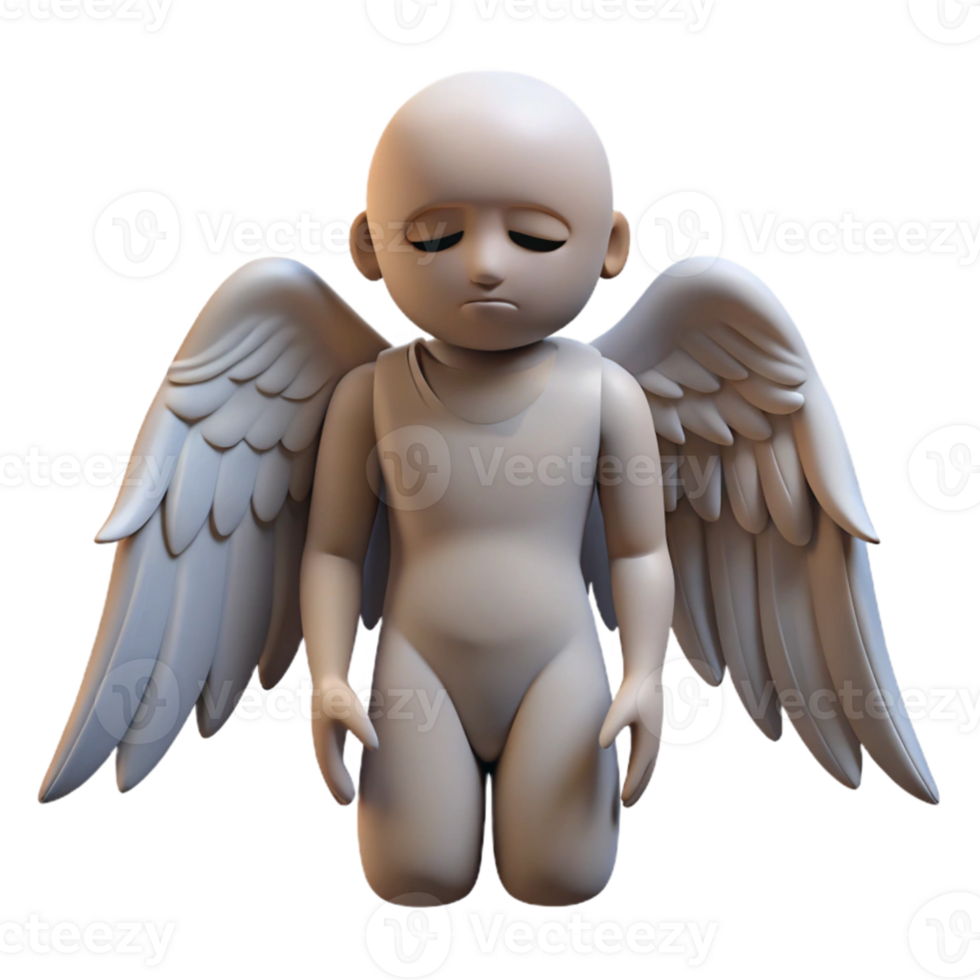 dramatic rustic Sad Angel 3D Render exclusive png