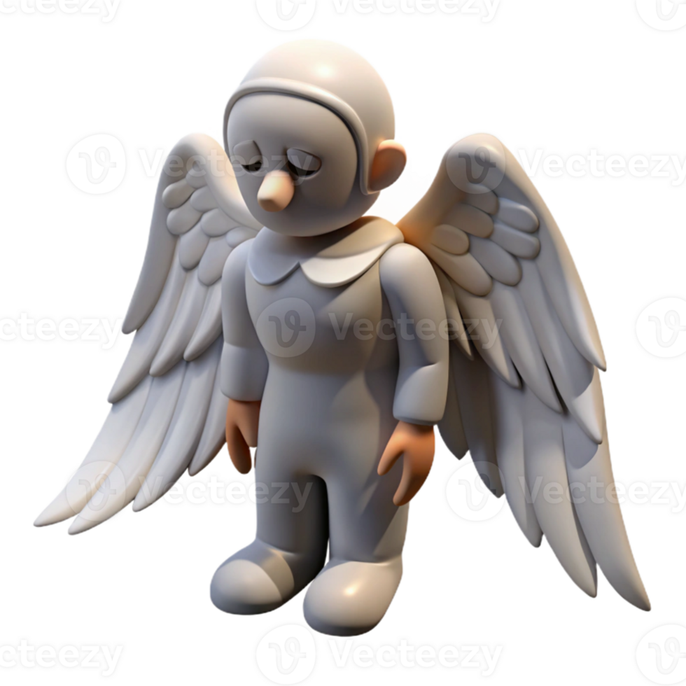 impressive artistic Sad Angel 3D Render high resolution png