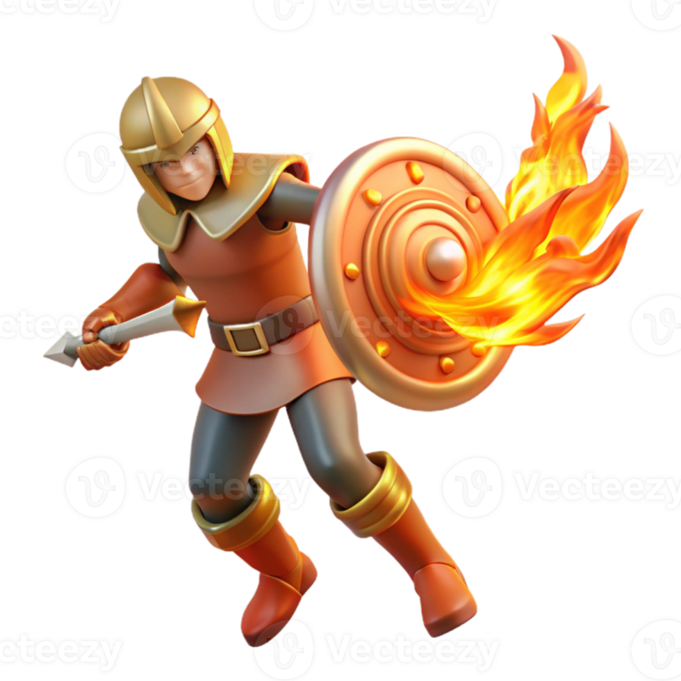 stunning traditional Fiery Knight 3D Render high quality png