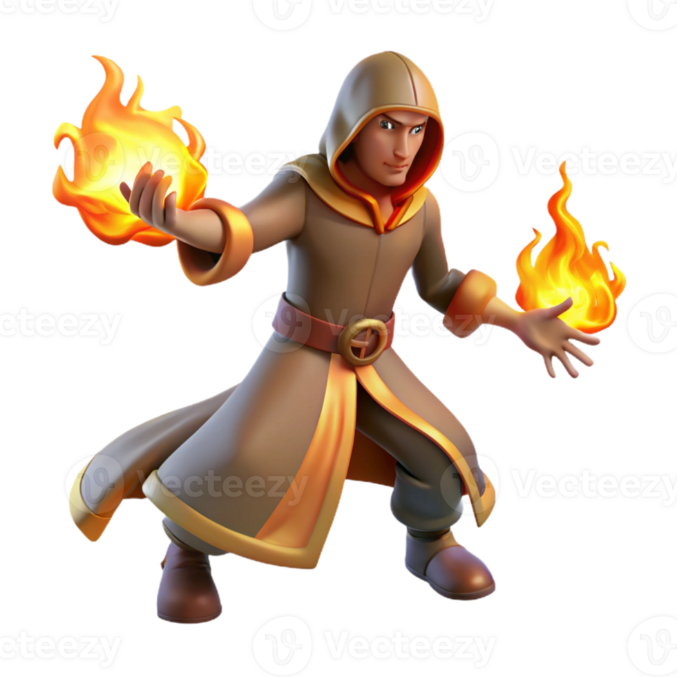 wonderful abstract 3D Render Fire Wizard Illustration exclusive png