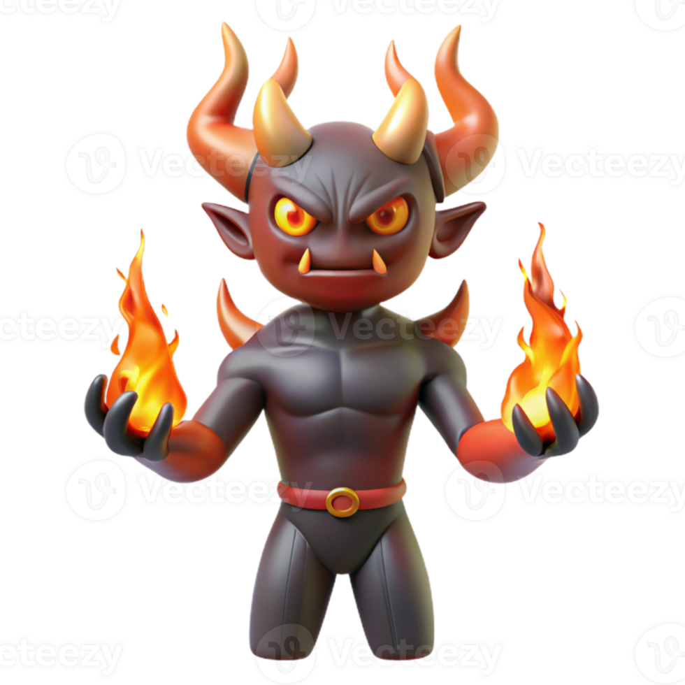 elegant classic Cartoon Devil 3D Render high quality png