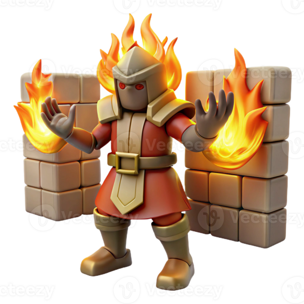 extraordinary minimalist Fiery Mage 3D Render professional png