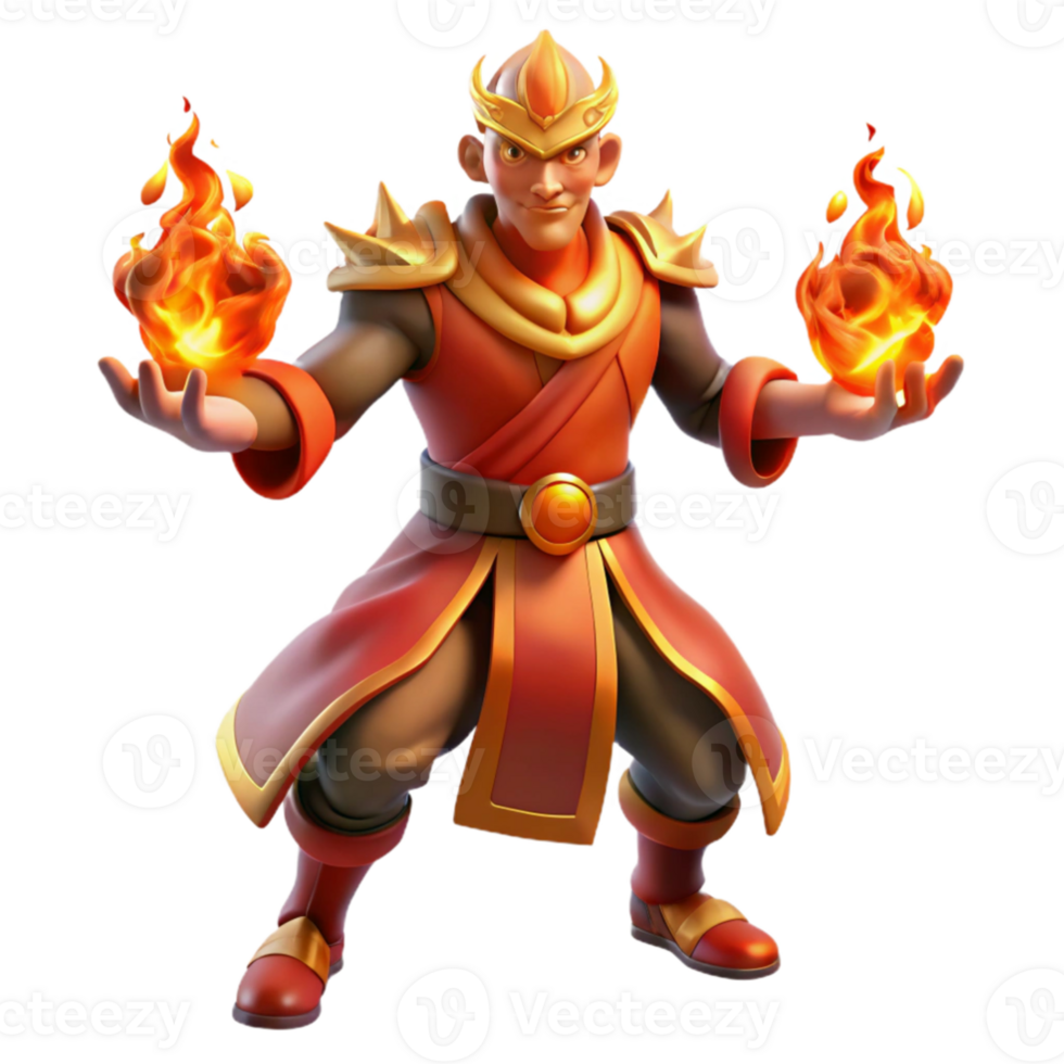 elegant artistic 3D Render Fire Mage Illustration genuine png
