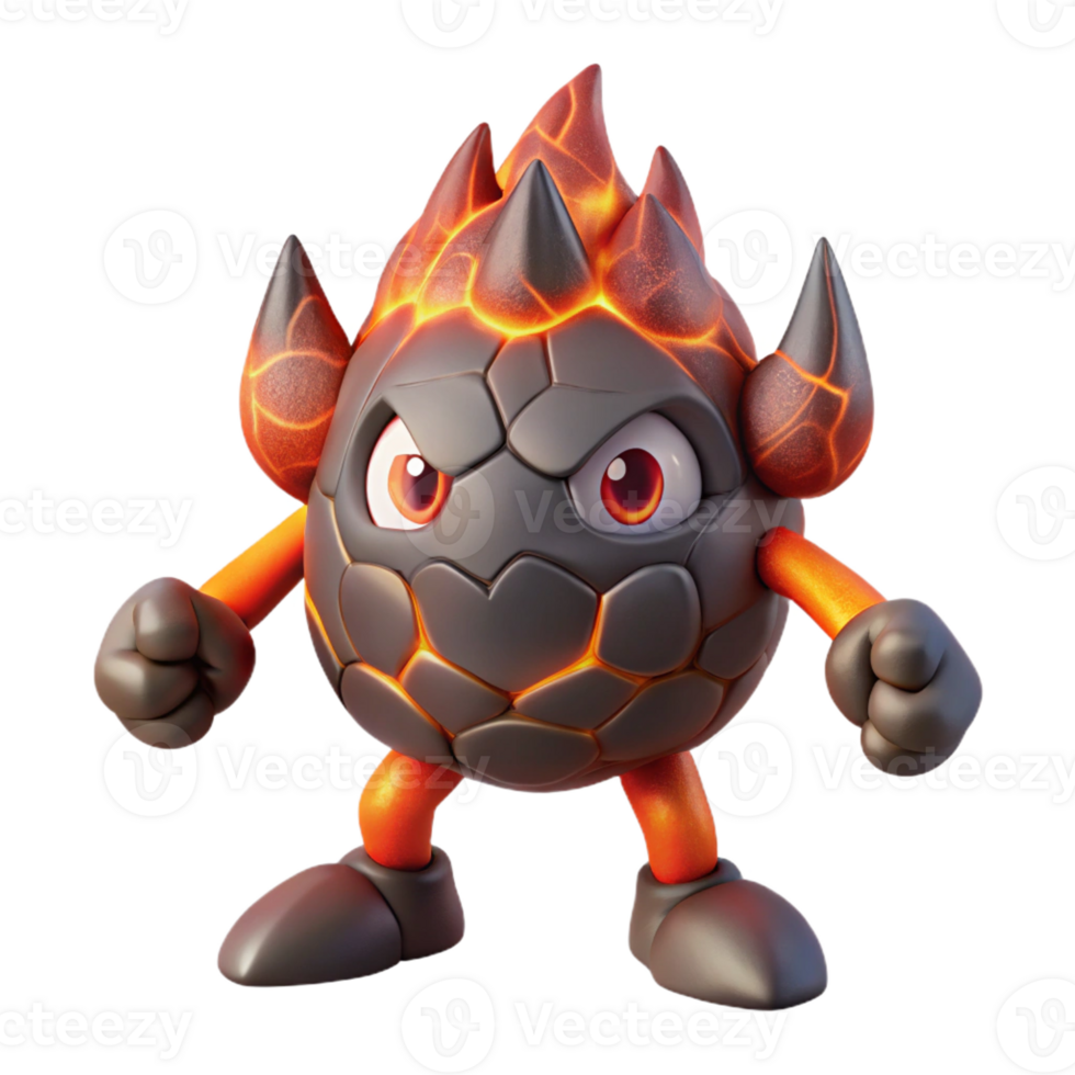 dramatic rustic Fiery Lava Creature 3D Render exclusive png