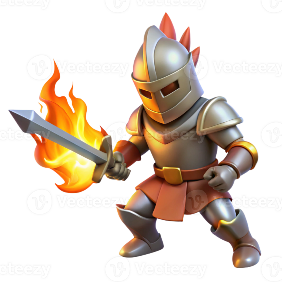 stunning modern 3D Illustration Fiery Knight exclusive png