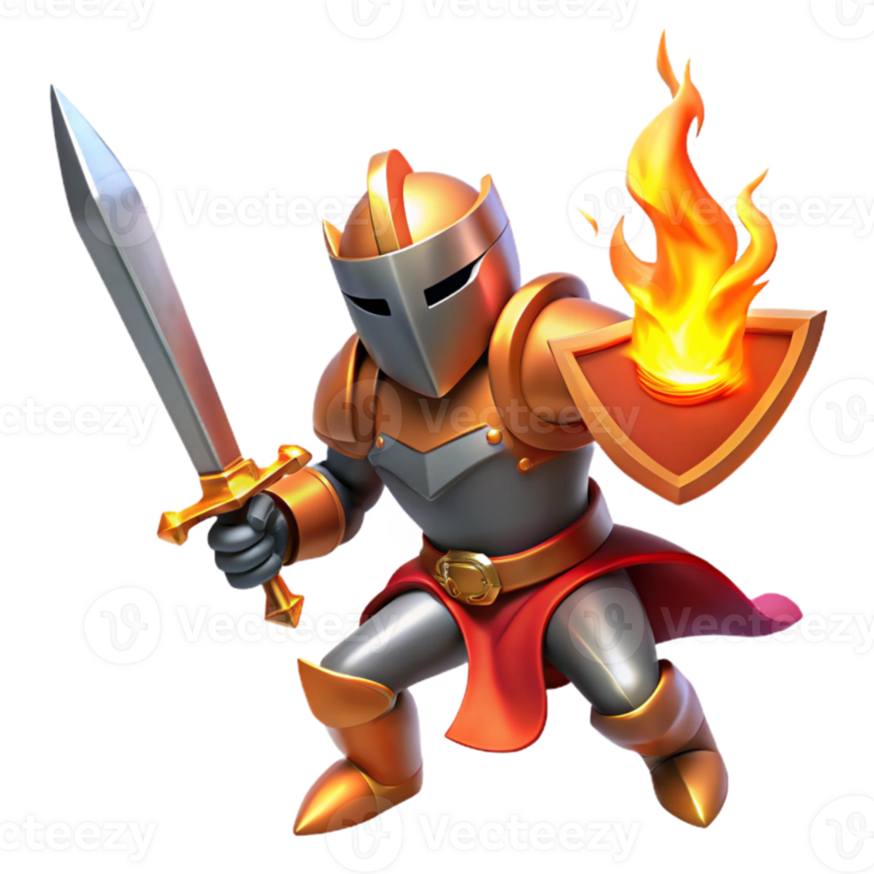 stunning contemporary Fiery Knight 3D Illustration exclusive png