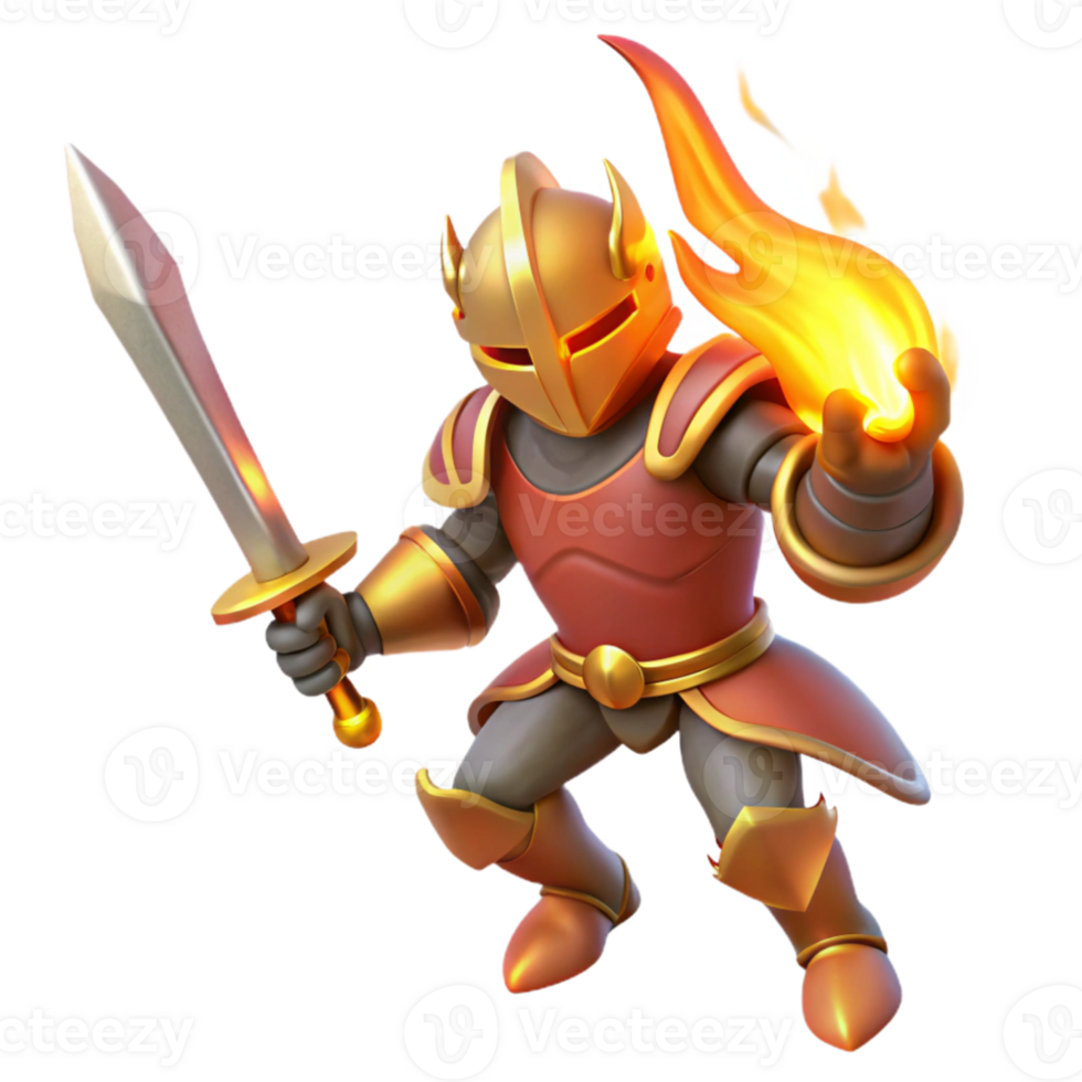 wonderful abstract Fiery Knight 3D Render professional png