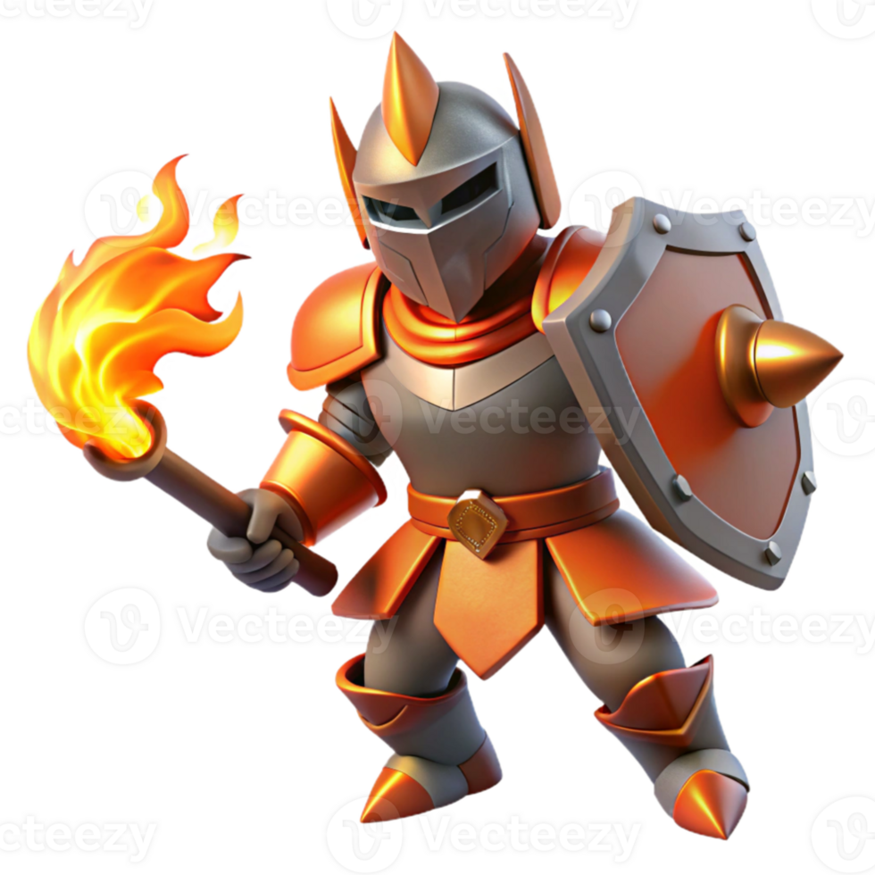 extraordinary modern 3D Render of a Cartoon Knight 4K png