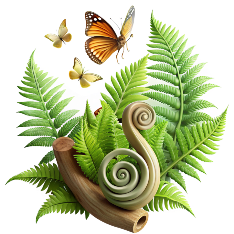 Butterflies, Ferns, and Spirals A Natures Design png