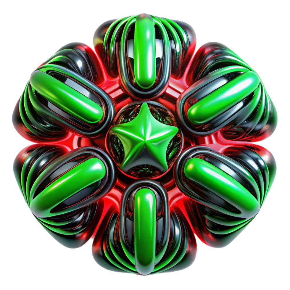 stunning abstract Abstract 3D Green Star and Red Geometric Shapes high quality png