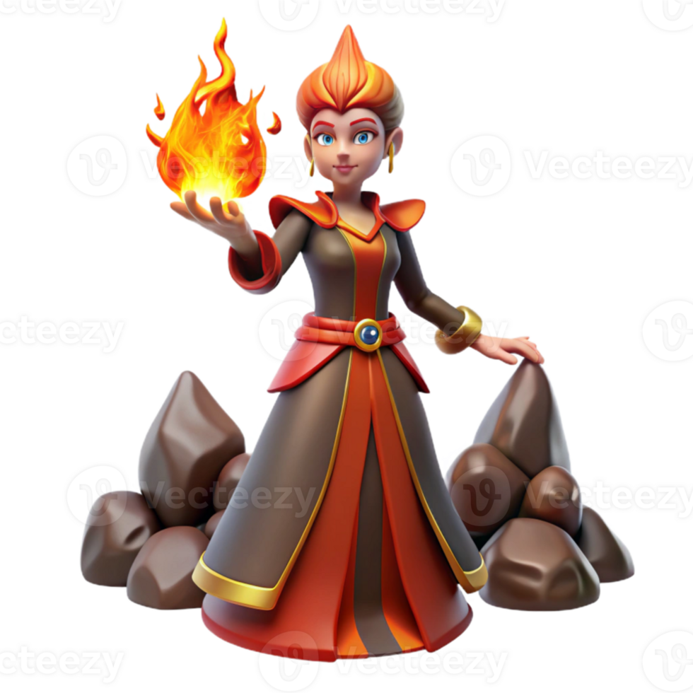 magnificent abstract Fire Sorceress 3D Render 4K png